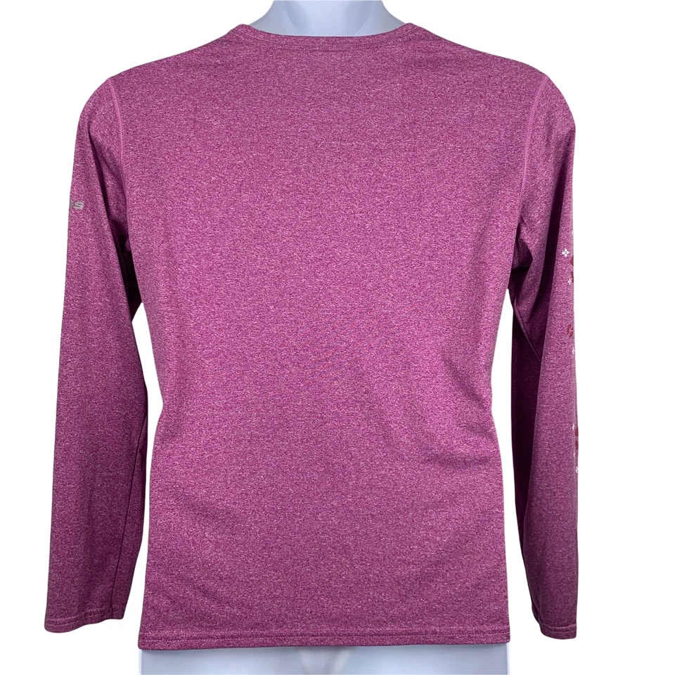 Brooks Size XL Top Long Sleeve Activewear Shirt Heathered Purple Floral Sleeve - Image 2 of 4