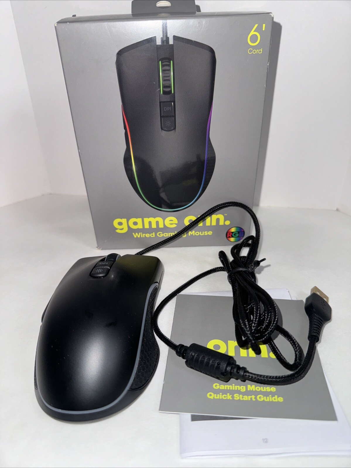 Onn 6-Foot USB Gaming Mouse with Attached Power Cable-image