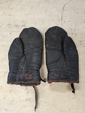 vintage WOLVERINE black Leather MITTENS Winter Snowmobile - Small