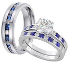 His And Hers Titanium/925 Silver Wedding Engagement Ring Set- Post From UK