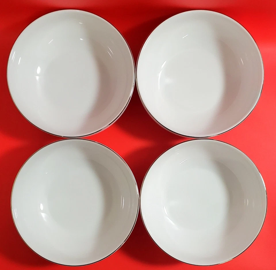 "Cuencos de sopa/cereal Charter Club Grand Buffet línea fina platino 5 3/4"" 4 por juego" Foto 4 de 4