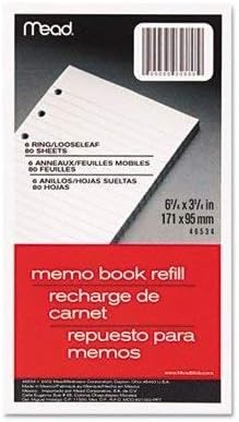 Mead 6Ring Memo Book Refill College Rule 6HP 63/4 x 33/4 80 Shee eBay