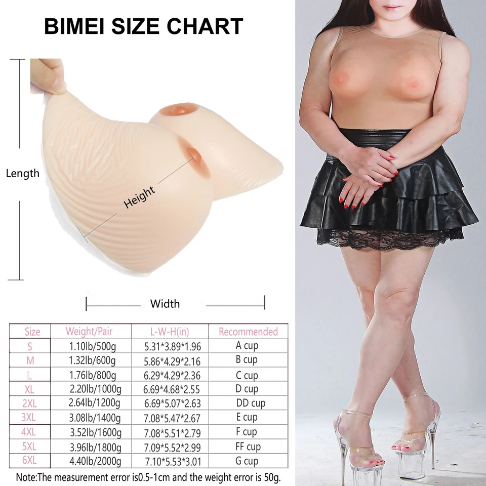 BIMEI Teardrop Silicone Breast Forms CD A-KK Cup Fake Boobs Bra Enhancer Cosplay - Image 3 of 3