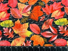 Tina SCRAP Remnant Fabric Cotton 9"x21" Leaf Pumpkin Fall Autumn Harvest Elegant