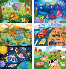 Puzzles for Kids Ages 4-6, 6 Pack 24 Piece Wooden Jigsaw Puzzles for Toddlers