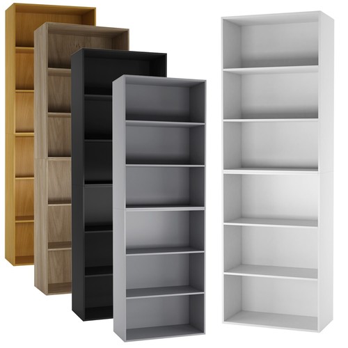 Wide 6 Tier Book Shelf Deep Bookcase Storage Cabinet Display Dining ...