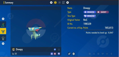 Pokemon Scarlet & Violet 6IV Shiny DREEPY Max EVs
