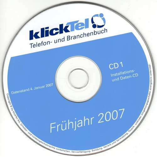 klickTel Telefon- und Branchenbuch Frühjahr 2007, für Sammler, 2 CD, top - Afbeelding 3 van 3