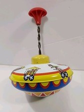 Vintage 1960's Ohio Art Metal Spinning Top Tin Toy Red Handle CIRCUS