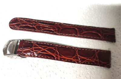 Elysee Watch Band Leather Brown Folding Clasp 16mm High Quality E757 New
