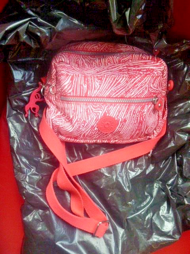 KIPLING LRGE SATCHEL TYPE BAG POCKETS ZIPS STORAGE LAPTOP TRAVEL RED COLLEGE UNI - Picture 2 of 11