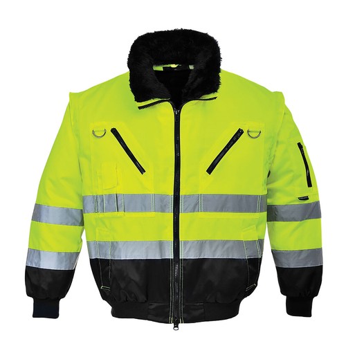PORTWEST Hi-Vis Pilot Jacket waterproof Bomber Fur Lined Winter Work Wear coat - Picture 4 of 15