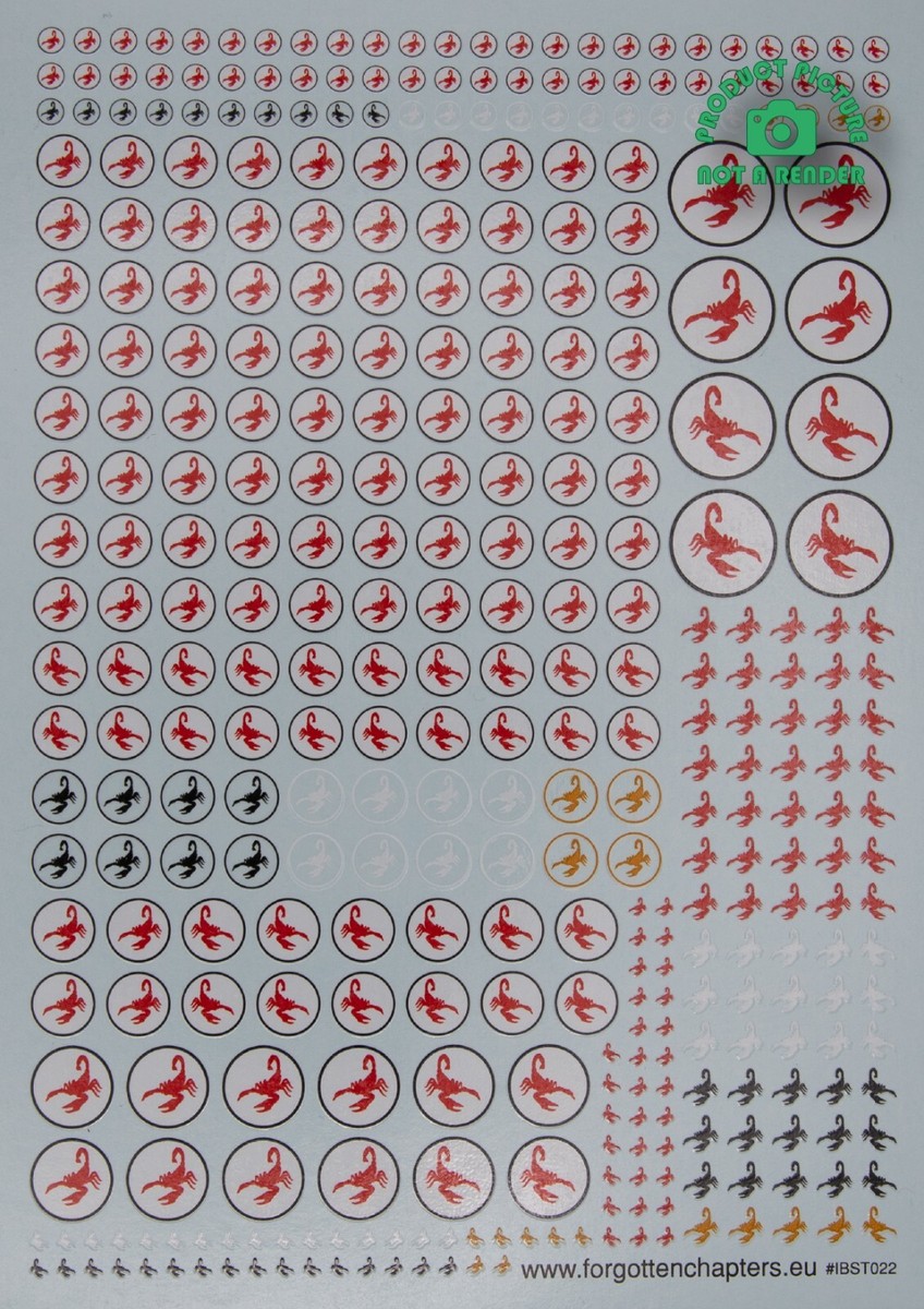 Scorpions Pre-cut Waterslide Transfer Decals 28mm Miniatures