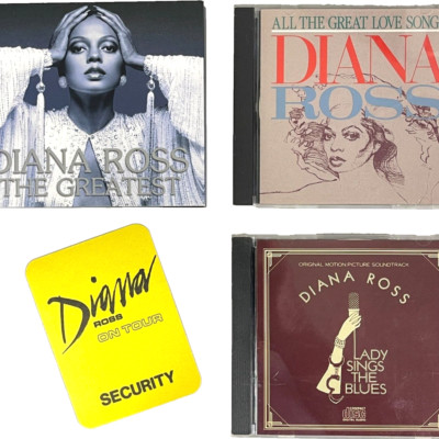 Diana Ross Greatest Love Songs Lady Sings Blues CDs + Tour Concert Security Pass