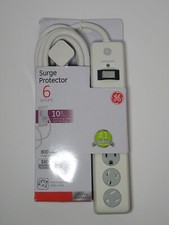 GE 6 Outlet Surge Protector 10 Ft Extension Cord, Power Strip 800 Joules New