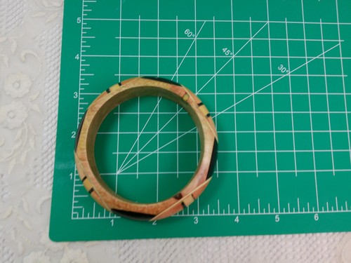 Brazalete Brazalete Artesanal Ébano Oscuro Ébano Étnico Étnico Bohemio Incrustación Madera Clara De Colección - Imagen 2 de 17