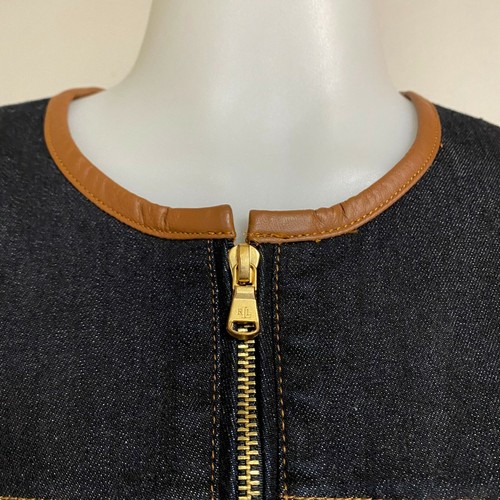 RALPH LAUREN Women Scoop Neck Zip up Cotton Denim Jacket Size M NWT - Picture 2 of 8