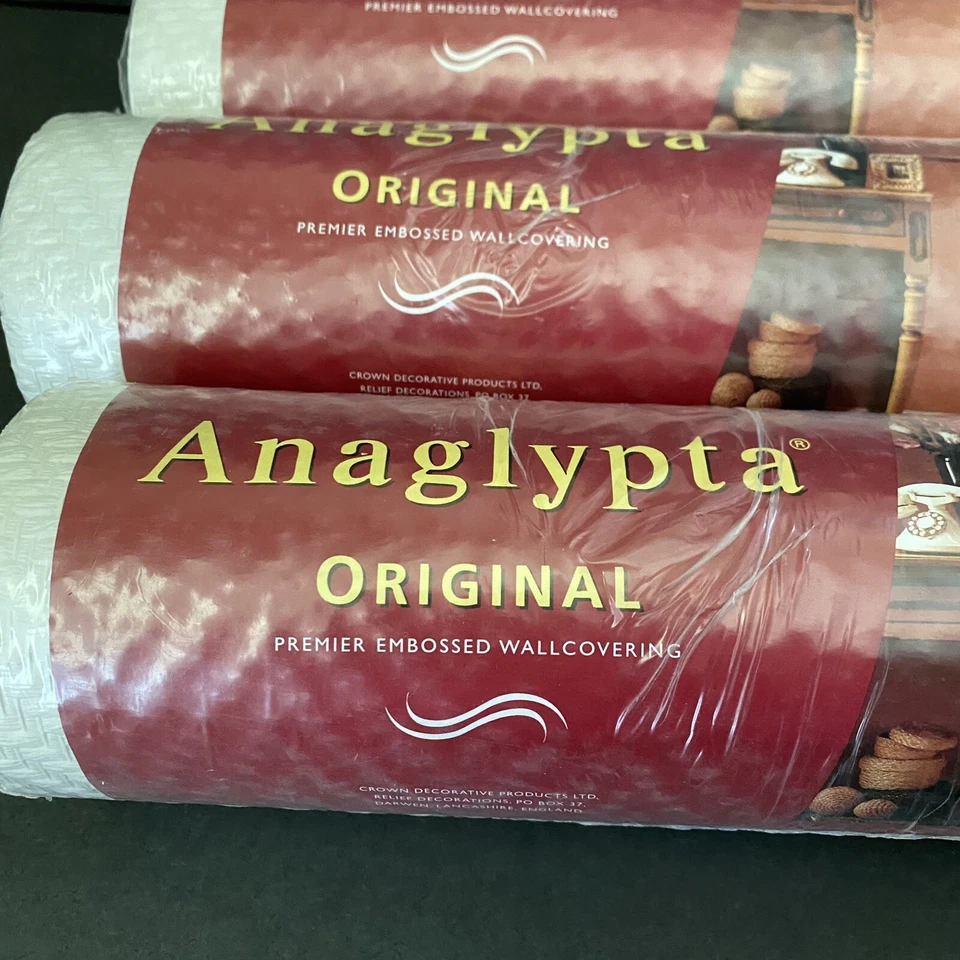 3 rollos de papel tapiz pintable con textura blanca Anaglypta PEMBROKE RD357 hecho en Inglaterra Foto 2 de 4