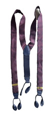 VINTAGE ADDICTION RED NAVY 100 SILK SUSPENDERS BRACES LEATHER FITTINGS