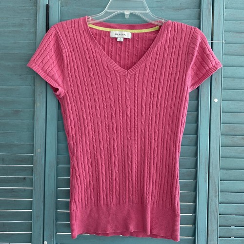 Merona Knit Blouse Shirt ~ Sz S ~ Pink ~ Short Sleeve