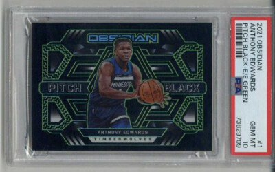 2021 PANINI OBSIDIAN PITCH BLACK E/E GREEN #1 ANTHONY EDWARDS /25 PSA 10 LOW POP