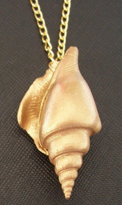 Beautiful Natural Cone Seashell Gold Pendant & Chain Necklace Handcrafted Gift