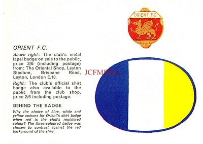 ORIENT F.C. c1971, Club Badge & Details Small Magazine Print 154/03