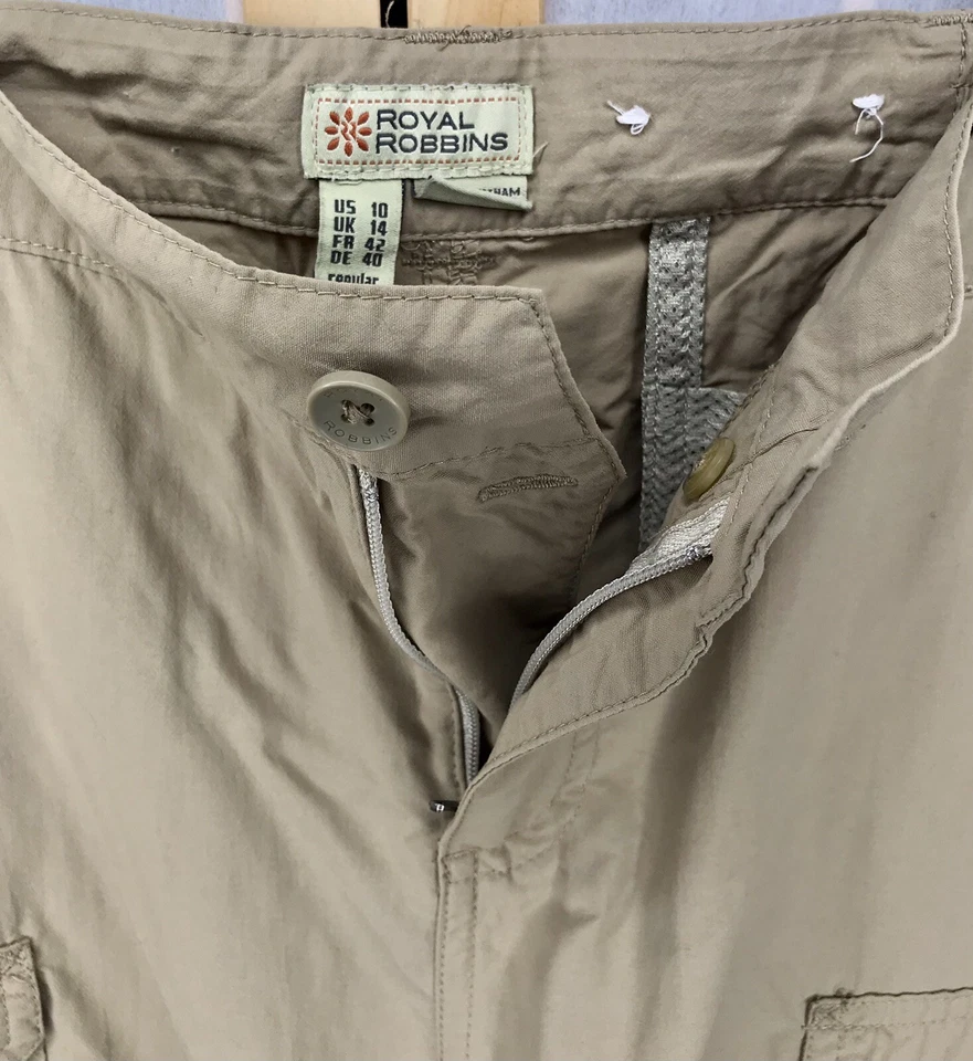 Pantalones/pantalones cortos deportivos de senderismo Royal Robbins 10 mujeres cremallera pierna 6 bolsillos secado rápido Foto 2 de 4