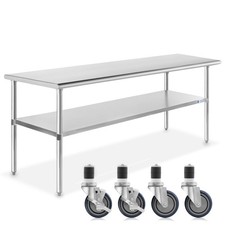 Stainless Steel Commercial Kitchen Work Food Prep Table w/ 4 Casters - 30"x72"