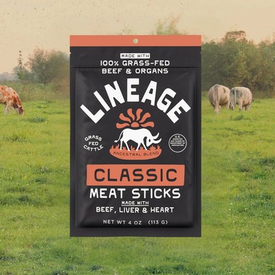 Lineage Provisions 100% Grass-Fed Beef Meat Sticks   Classic