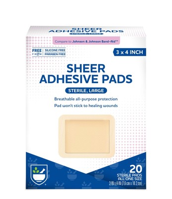 Rite Aid Sheer Adhesive Bandages With Sterile Non Stick Pad, 3'' X 4'' -