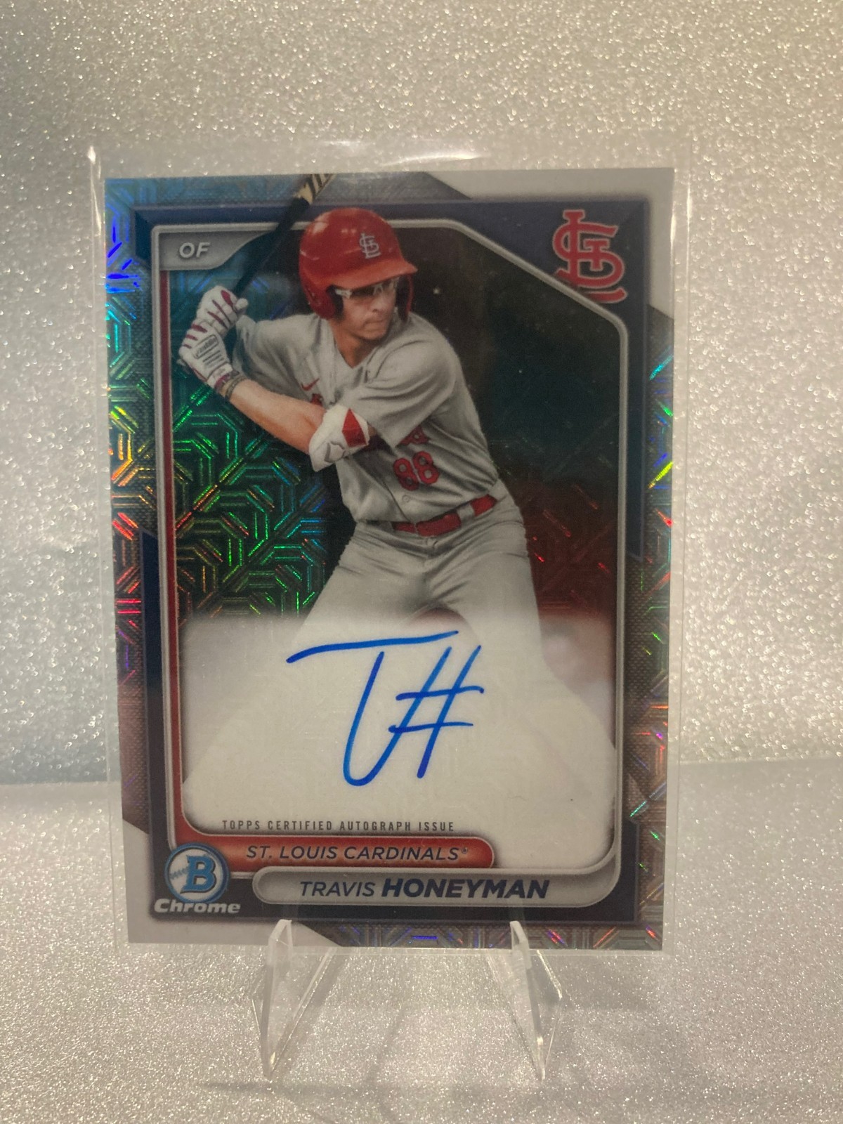 2024 Bowman Chrome MOJO Refractor Auto Travis Honeyman #BMA-TH Cardinals