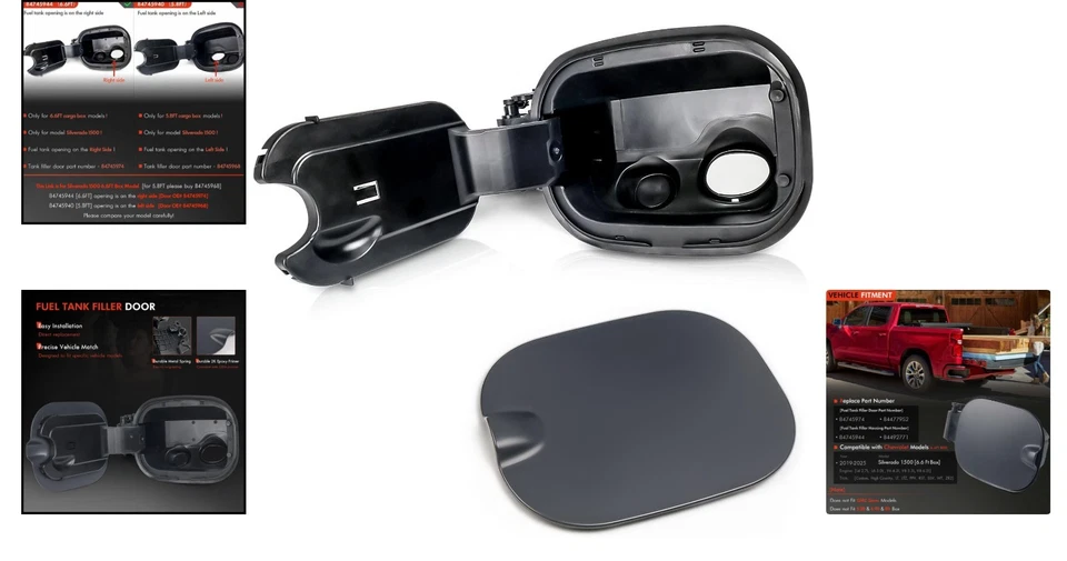 Fuel Tank Filler Pipe Housing with Cap Door Fit for Chevy Silverado 1500 2019-20 - Image 2 of 4