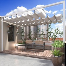 3/4/7FT Gray Heavy Duty Retractable Pergola Replacement Shade Cover for Backyard