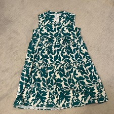 Sleeveless Tiered Dress Green Leaf Print Casual Summer Dress XL Garden Tea Party
