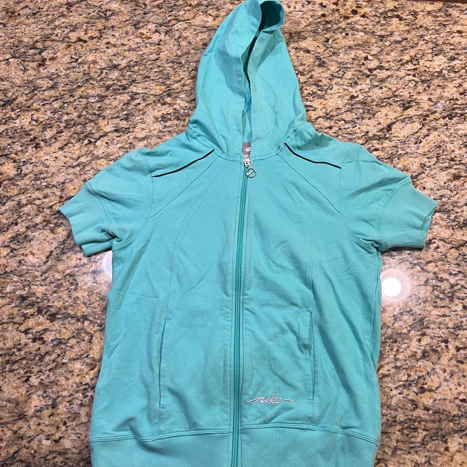 Nike Sudadera con Capucha y Cremallera Mujer M Manga Corta Entrenamiento Atlético Verde Foto 2 de 4