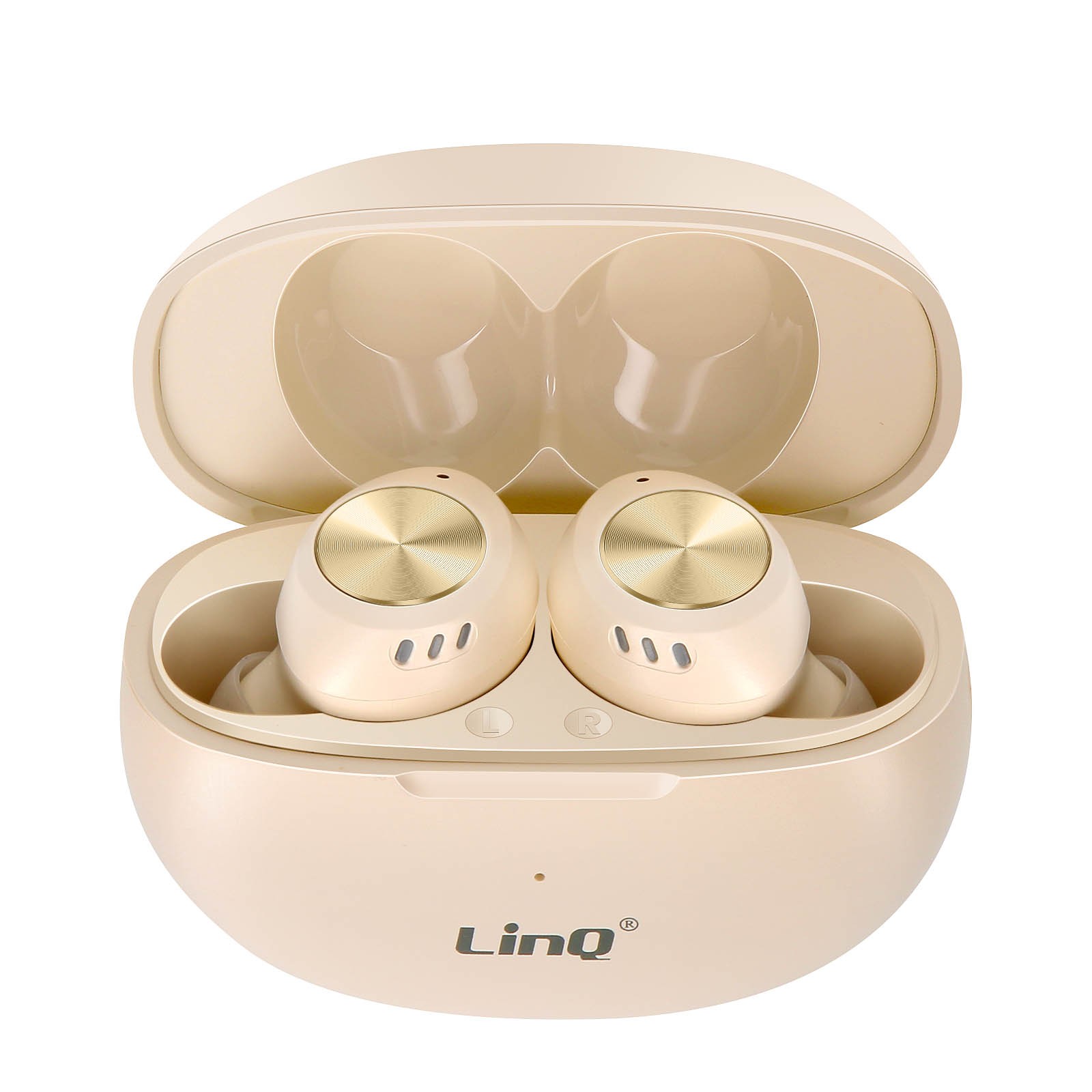 Casque sans fil LinQ à réduction de bruit passive et microphone haute définition beige