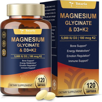 9-In-1 Magnesium Glycinate 500Mg + Vitamin D3 5000 IU & K2 Complex - High Absorp