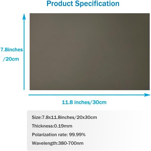 Polarized Film Sheets 2 PCS 7.8x11.8inches/20x30cm Adhesive Polarizer Linear... - Picture 3 of 7