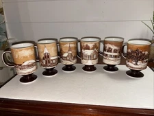 Brown Footed Coffee Tea mug set of  6 Multiple Home Sites