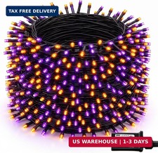 Dazzle Bright Halloween String Lights, 600 LED 196 FT Waterproof Black Wire Stri
