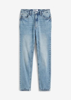 Neu Straight Jeans High Waist Low Gr. 52 Eisblau Denim Used Damen Stretchjeans