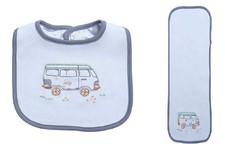 New Baby Dumpling 2 Piece Cotton Bib and Burp Cloth Set, On the Road Again