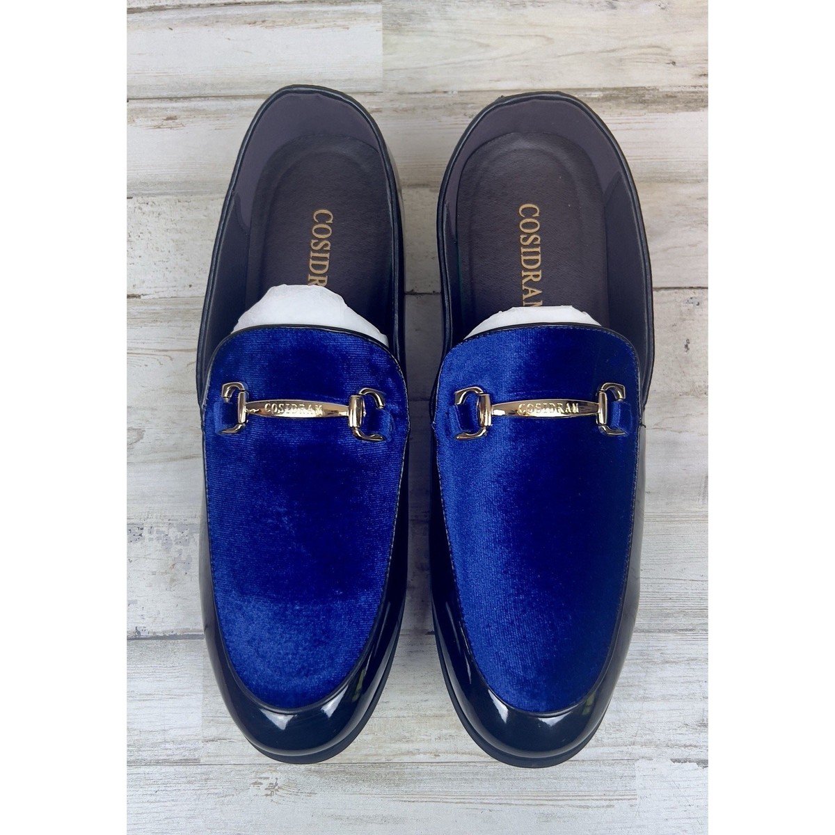 Men\'s Blue Black Tuxedo Patent Loafers Classic Velvet Slip-on Dress Shoes Amazon.com | Bruno Marc Men main image 4