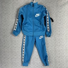Nike Boys Size 2T Track Suit Jacket Jogger Bottoms Light Blue Stripe Logo