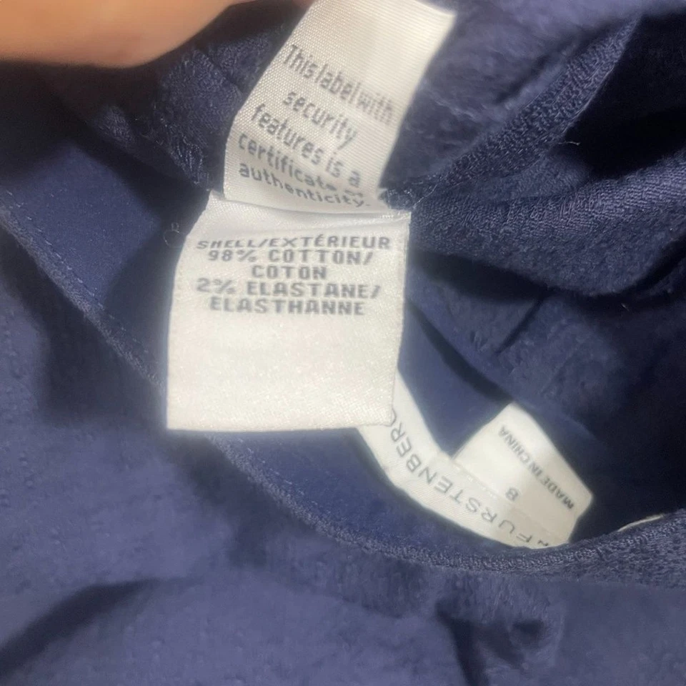 Perna larga Diane Von Furstenberg azul marinho 8 mistura de algodão - Imagem 3 de 4