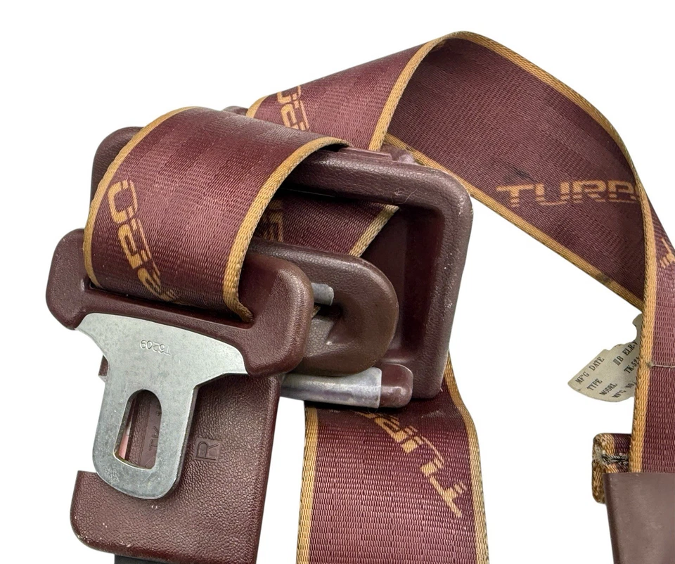 Cinturones de seguridad 83-89 Mitsubishi Starion Turbo Logo OEM granate lado del pasajero del conductor Foto 2 de 4