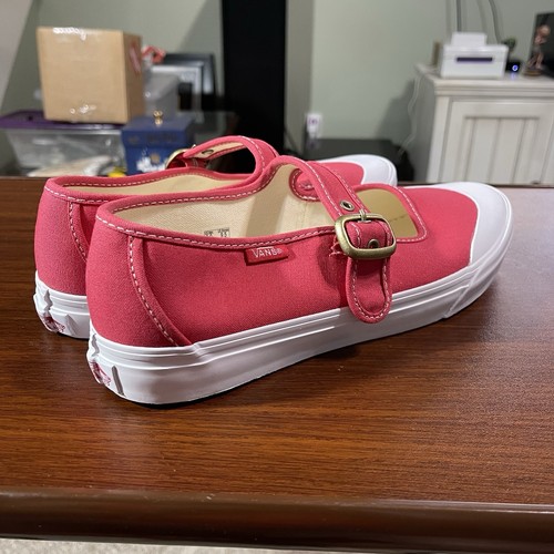 Vans Mary Jane Zapatos Retro Para Mujer Elige Tu Talla Lona Tomate Rojo Blanco Nuevos - Imagen 3 de 9