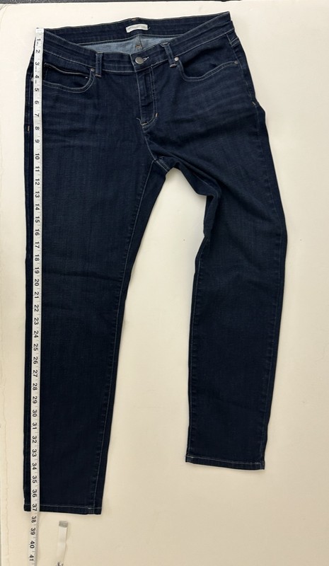 Size 10 EILEEN FISHER Blue Organic Cotton Blend Denim Slim Leg Jeans USED