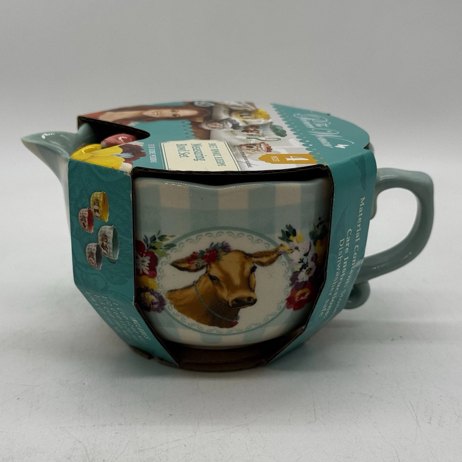 Pioneer Woman Measuring Cups Sweet Romance Blossoms 4Pc Ceramic Bowl Set Gingham